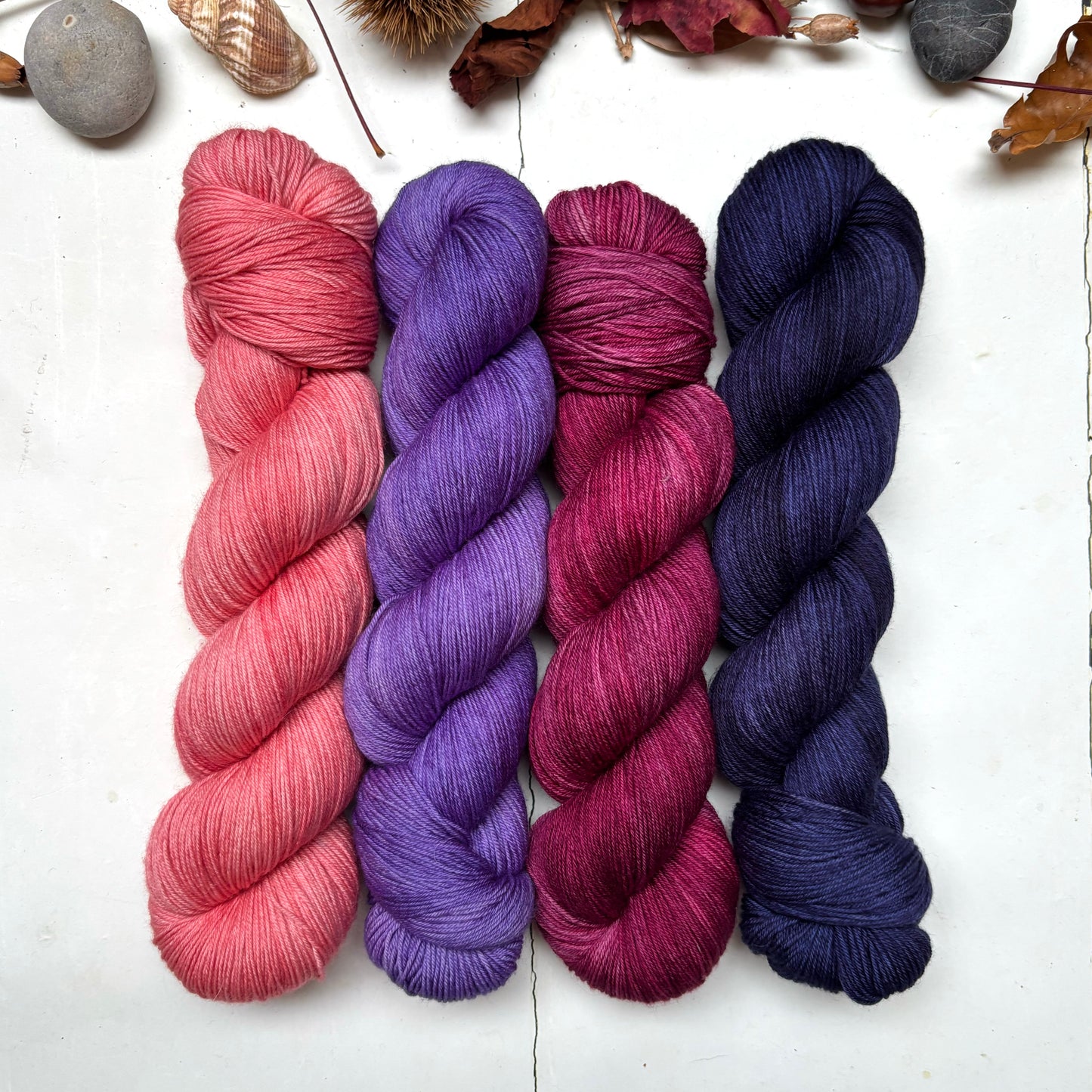 four skein yarn pack – pightle | fingering/4ply – autumn berries