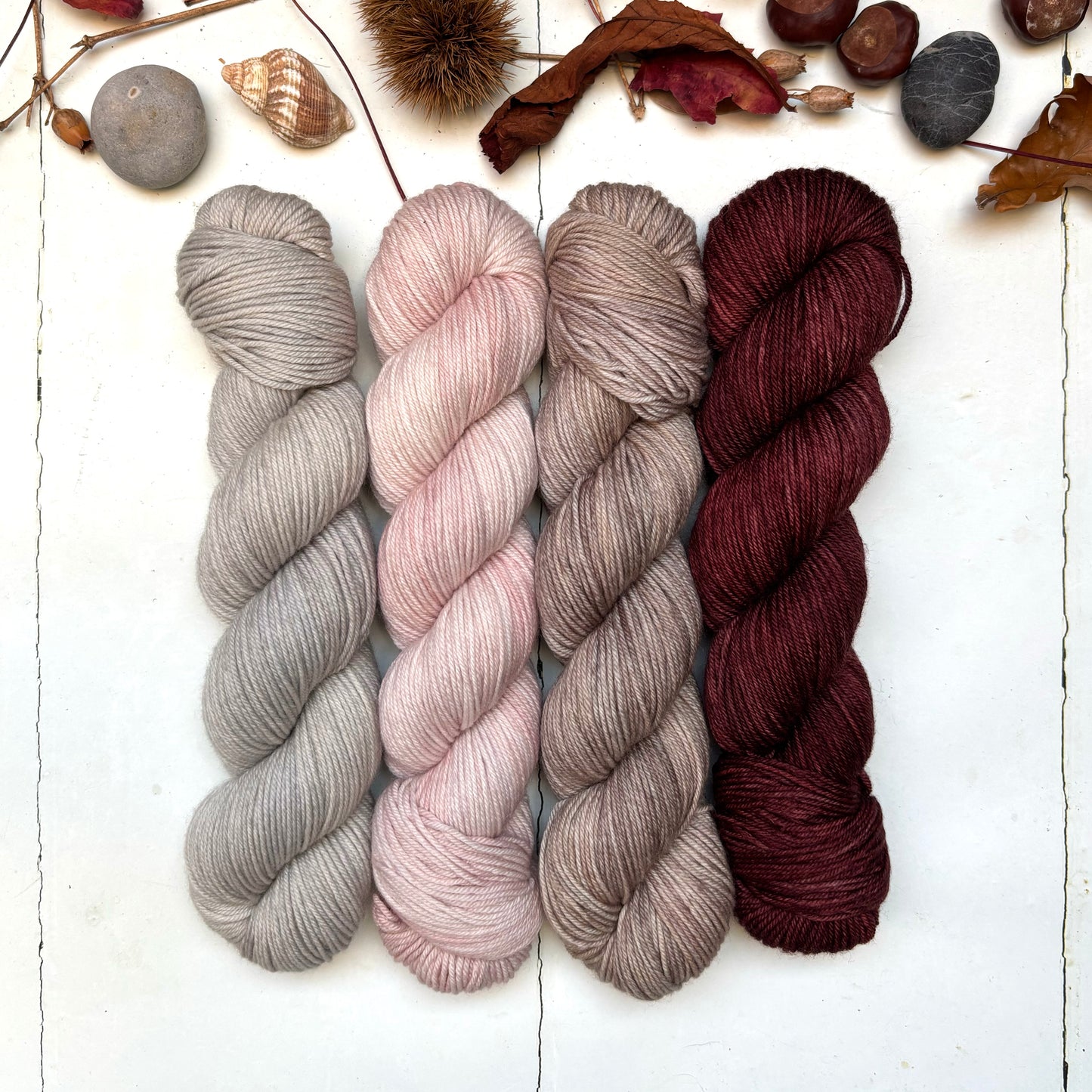 Four skein yarn pack – hoo | DK sock – shine