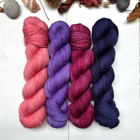 four skein yarn pack – pightle | fingering/4ply – autumn berries