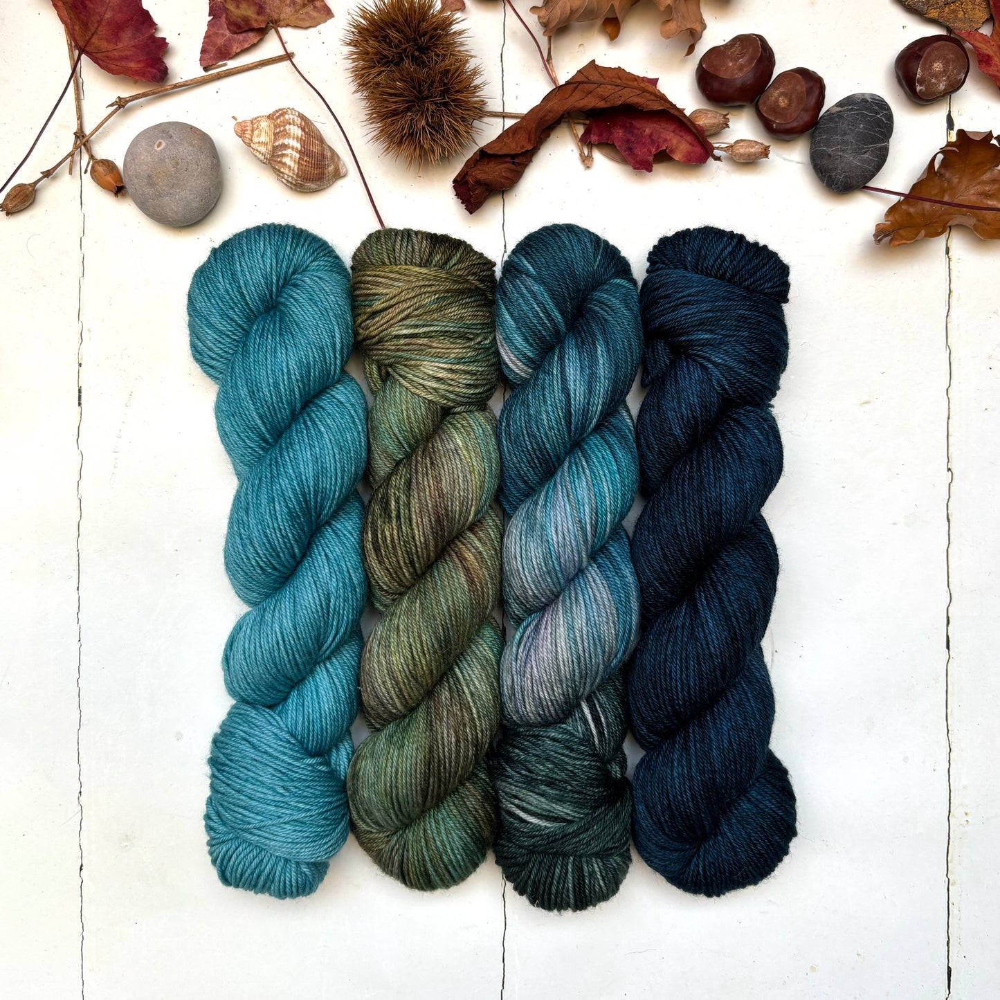 Four skein yarn pack – hoo | DK sock – deep