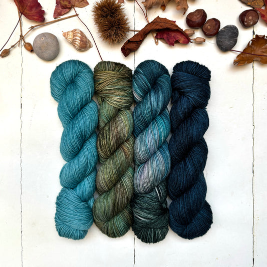 Four skein yarn pack – hoo | DK sock – deep
