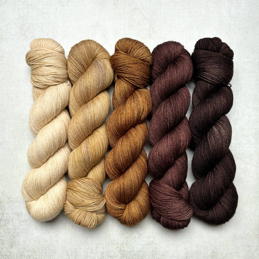 hazel – five skein fade yarn pack – pightle | fingering/4ply