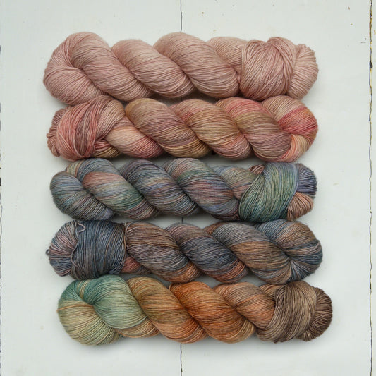 five skein fade – cade | singles – yarn pack – riverbed