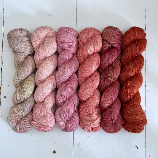 cade | singles – six skein fade – spring pinks